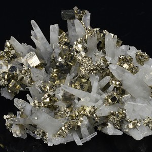 Pyrite set on Quartz, Calcite