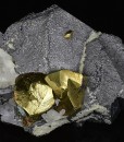 Chalcopyrite, Quartz set on Galena