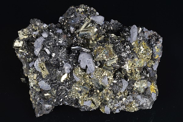 Sphalerite tetrahedrons,Pyrite, Chalcopyrite, Galena