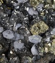 Sphalerite tetrahedrons,Pyrite, Chalcopyrite, Galena
