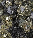 Sphalerite tetrahedrons,Pyrite, Chalcopyrite, Galena