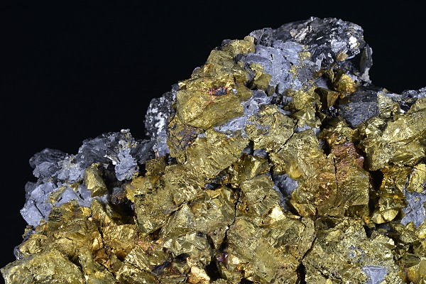 Iridescent Chalcopyrite, Galena, Sphalerite, Calcite
