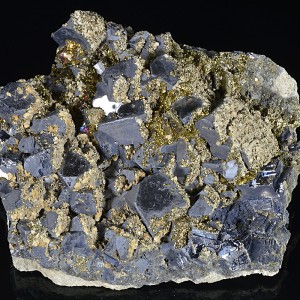 Truncated Galena, Chalcopyrite, Calcite