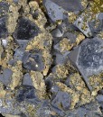 Truncated Galena, Chalcopyrite, Calcite
