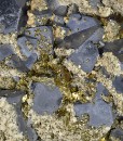 Truncated Galena, Chalcopyrite, Calcite