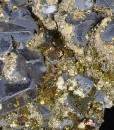 Truncated Galena, Chalcopyrite, Calcite