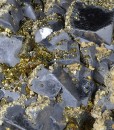 Truncated Galena, Chalcopyrite, Calcite