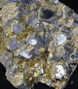 Truncated Galena, Chalcopyrite, Calcite