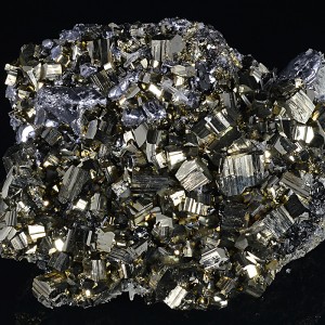 Pyrite,melted habit Galena,Quartz, Sphalerite
