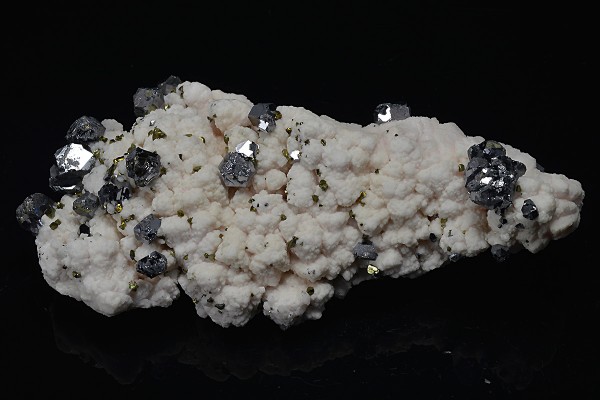 Galena, Chalcopyrite on Manganoan Calcite