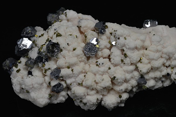 Galena, Chalcopyrite on Manganoan Calcite
