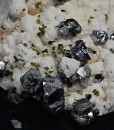Galena, Chalcopyrite on Manganoan Calcite
