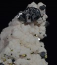 Galena, Chalcopyrite on Manganoan Calcite
