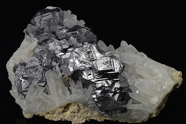 Twinned Galena, Quartz, Pyrite