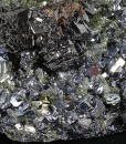 Sphalerite tetrahedron, Galena, Quartz, Pyrite