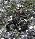 Sphalerite tetrahedron, Galena, Quartz, Pyrite