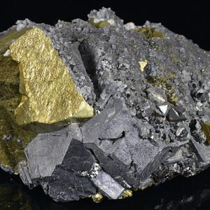 Chalcopyrite set on Galena, Sphalerite, Quartz