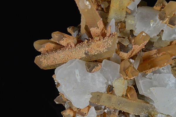 Rhombohedral Calcite set on Quartz