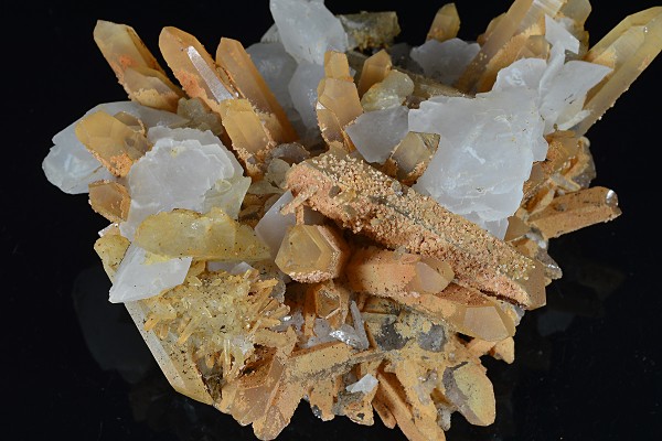 Rhombohedral Calcite set on Quartz