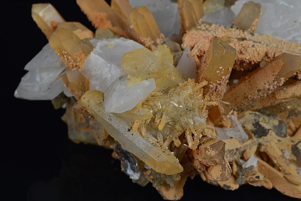 Rhombohedral Calcite set on Quartz