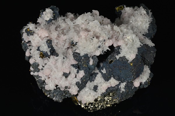 Chalcopyrite, Pyrite, Quartz, Calcite, Rhodochrosite