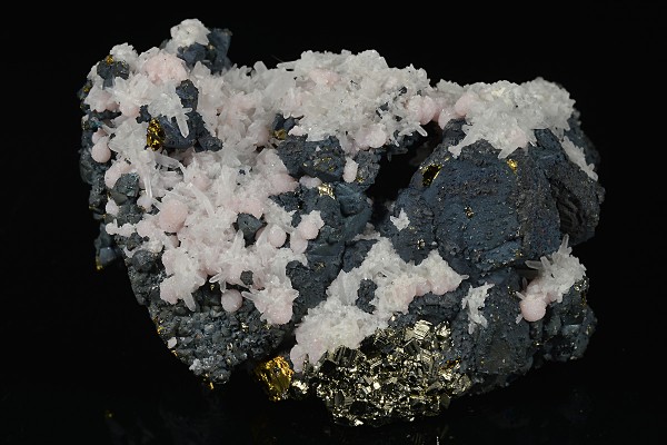 Chalcopyrite, Pyrite, Quartz, Calcite, Rhodochrosite