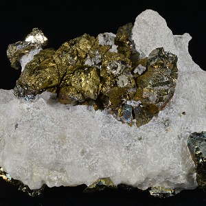 Chalcopyrite, Pyrite set on Calcite, Galena, Quartz