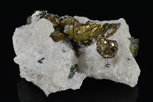 Chalcopyrite, Pyrite set on Calcite, Galena, Quartz
