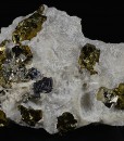 Chalcopyrite, Pyrite set on Calcite, Galena, Quartz