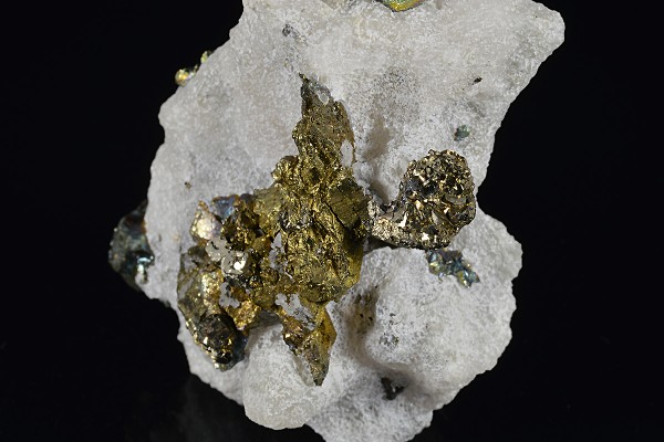 Chalcopyrite, Pyrite set on Calcite, Galena, Quartz