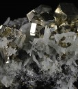 Pyrite set on Quartz, Chalcopyrite, Sphalerite