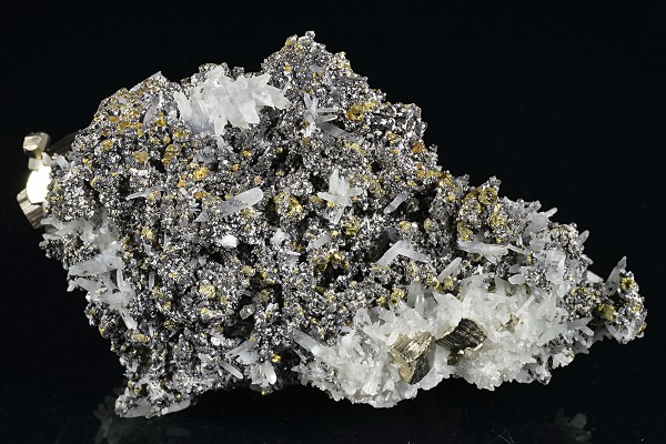 Pyrite set on Quartz, Chalcopyrite, Sphalerite