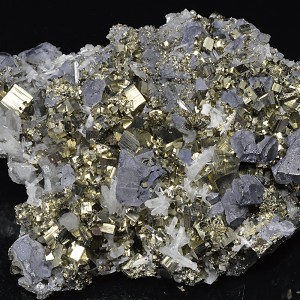 Pyrite, truncated Galena, Quartz