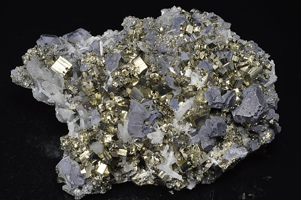 Pyrite, truncated Galena, Quartz