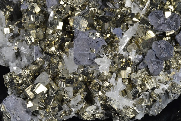 Pyrite, truncated Galena, Quartz