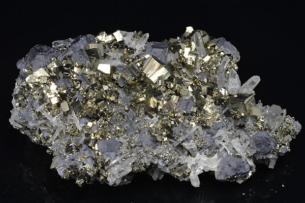 Pyrite, truncated Galena, Quartz