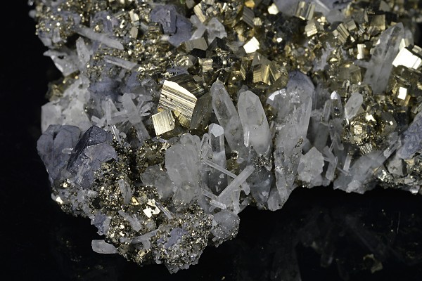 Pyrite, truncated Galena, Quartz