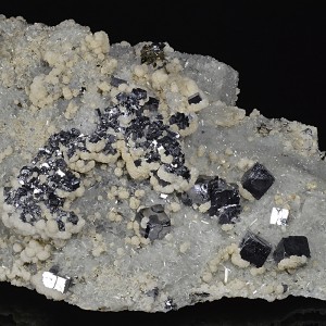 Galena on Quartz and Calcite, Pyrite