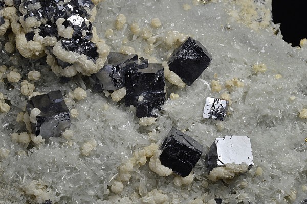 Galena on Quartz and Calcite, Pyrite