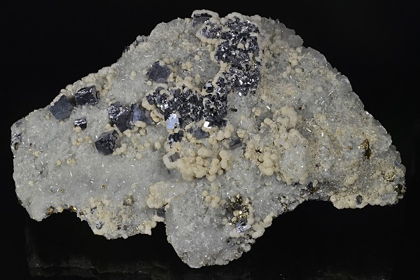 Galena on Quartz and Calcite, Pyrite