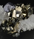 Truncated Galena, Pyrite on Quartz