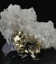 Truncated Galena, Pyrite on Quartz