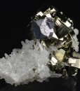 Truncated Galena, Pyrite on Quartz