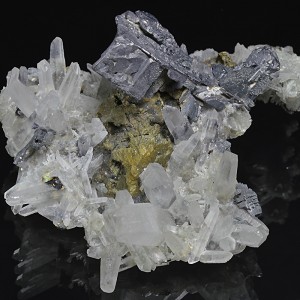 Quartz, Skeletal Galena, Chalcopyrite