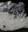 Twinned Galena on Quartz, Pyrite