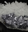Twinned Galena on Quartz, Pyrite