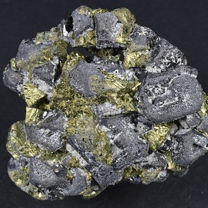Iridescent Chalcopyrite, truncated Galena, Calcite