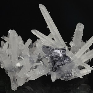 Galena on two generations Quartz
