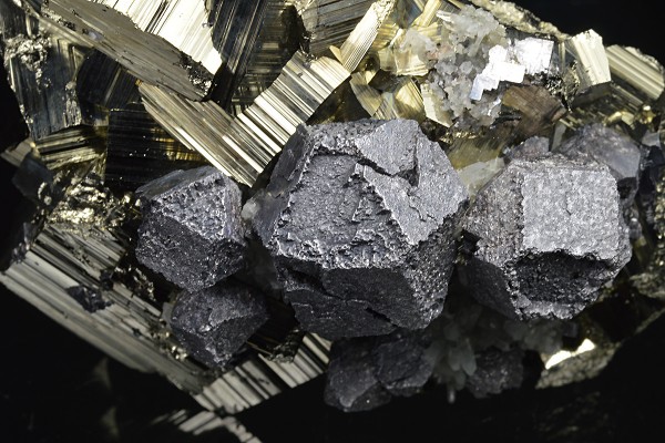 Pyrite, truncated Galena, Quartz