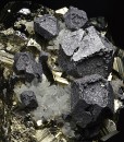 Pyrite, truncated Galena, Quartz